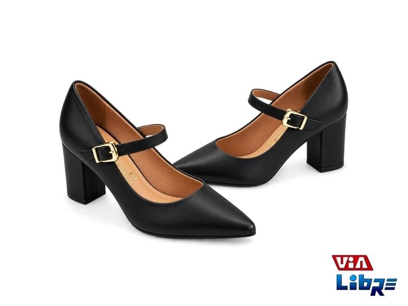 Zapato casual taco ancho vizzano negro - Imagen 3