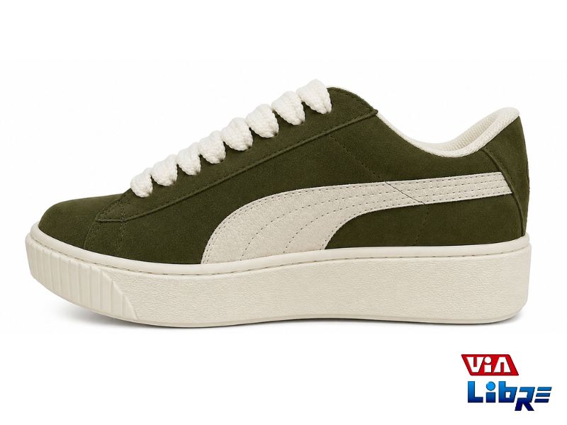Zapatillas urbanas gamuzadas verde/blanco - Imagen 2