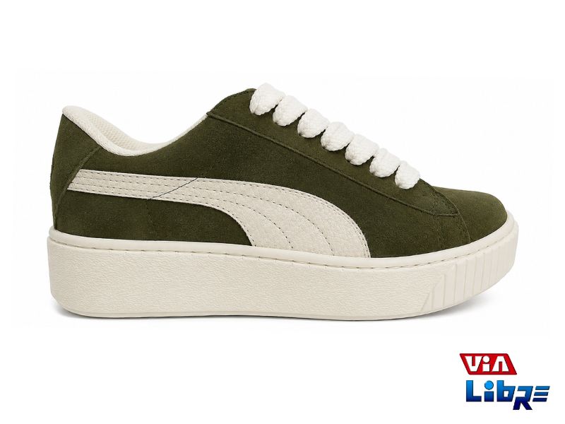 Zapatillas urbanas gamuzadas verde/blanco