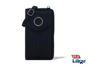 Bandolera Amayra Portacelular Negra con Cierre y Antirrobo