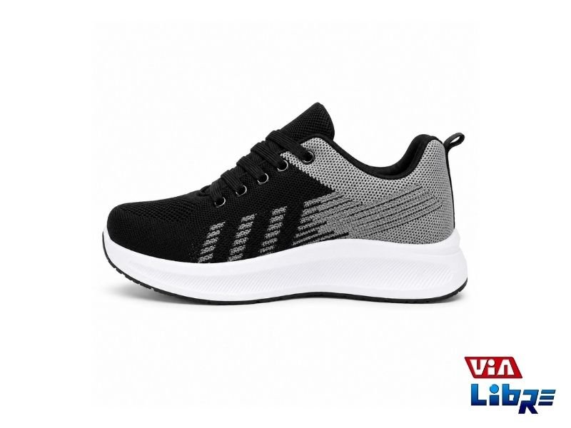Zapatilla Deportiva Color Negro y Gris - Imagen 2