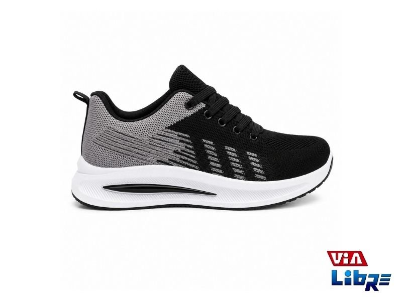 Zapatilla Deportiva Color Negro y Gris